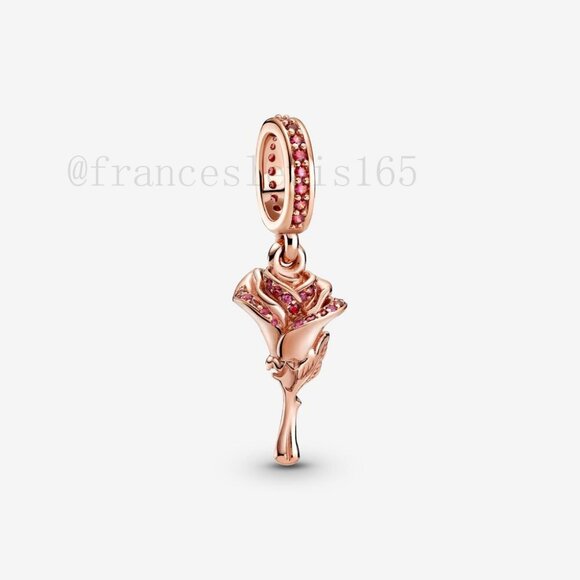 Pandora Rose Flower Dangle Charm - Picture 1 of 4
